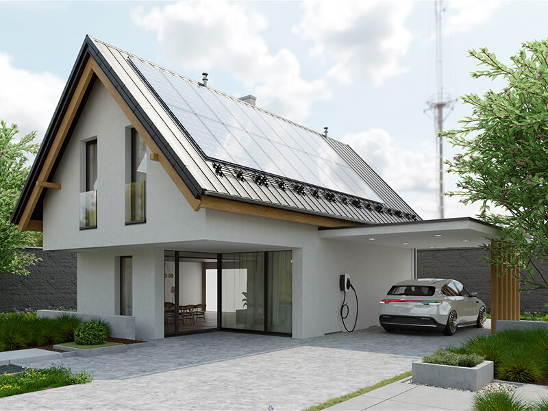 AC MAX charger installed in home's carport optimizing charging activity